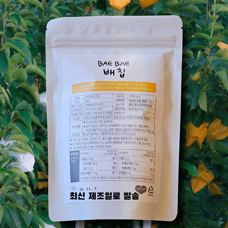 양양몰,낙산배 월리농원, BAEBAE 배칩, 배100% 동결건조칩